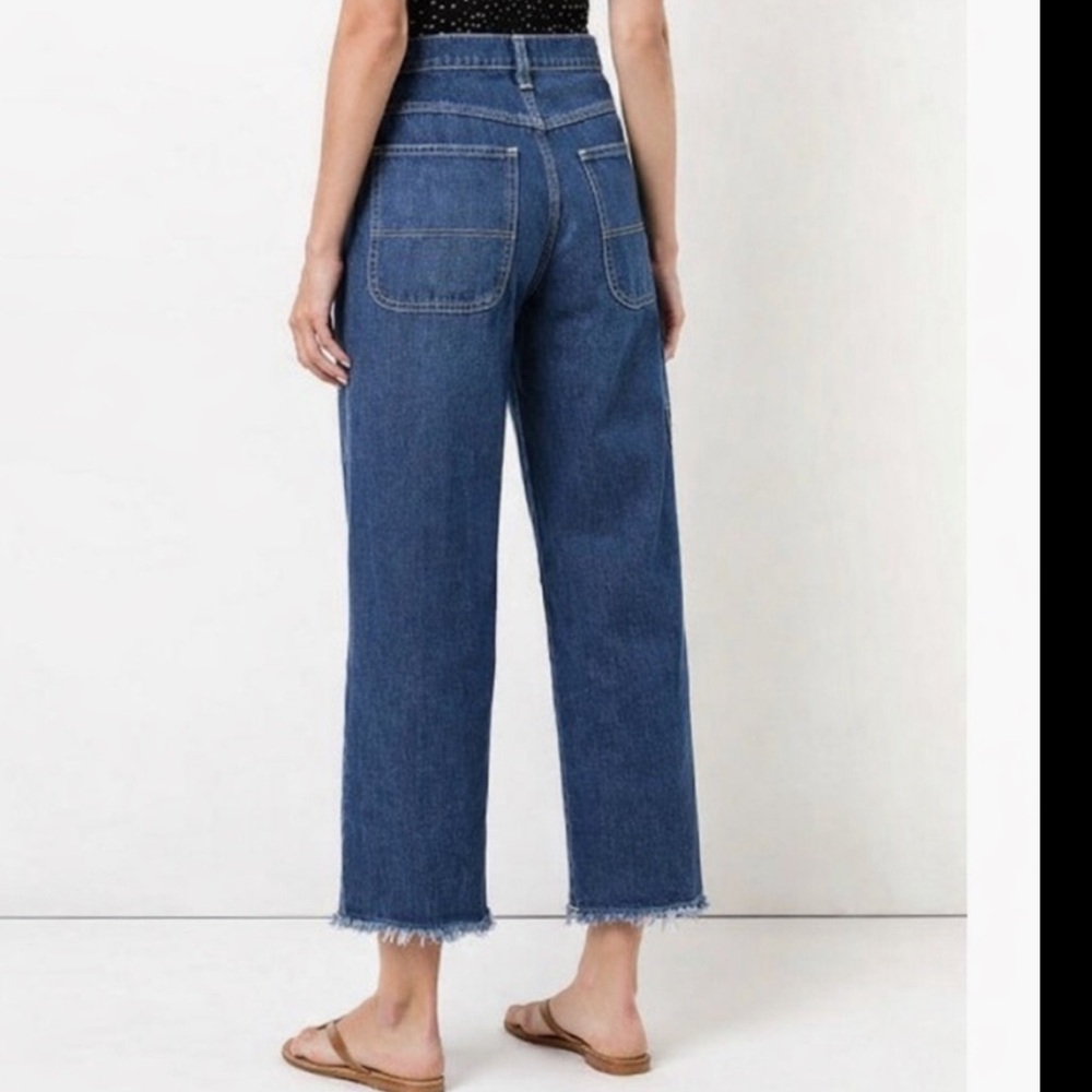 Reformation Max Jeans 26 vintage inspired carpenter Indigo wash frayed crop - Picture 10 of 11